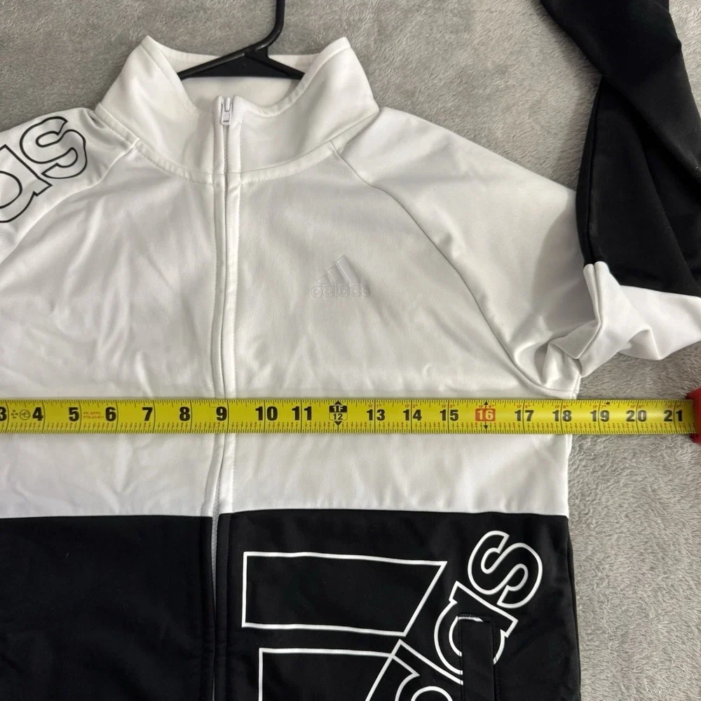 Adidas Tricot Track Jacket Boys Size L 14/16 Large Black White